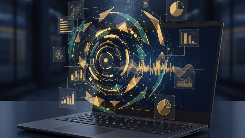 聯想筆記型電腦螢幕顯示多個 AI 模型標誌