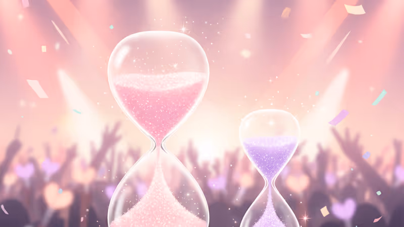 代表巨大年齡差距的交錯圓環，象徵爭議性的偶像婚姻