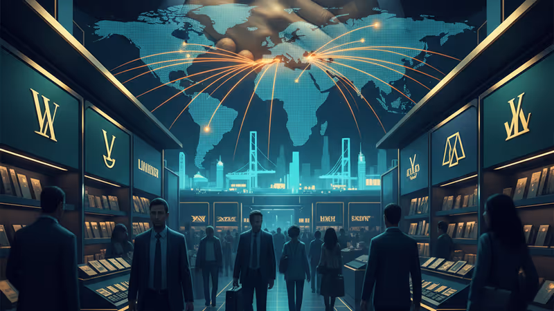 香港のDFS店舗の外観とLVMHおよび中国免税のロゴが重なるイメージ