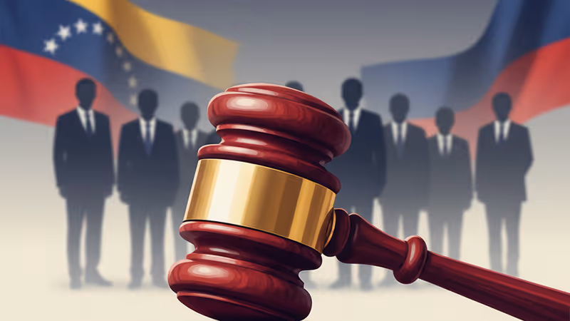 放置在委內瑞拉地圖上的法官槌