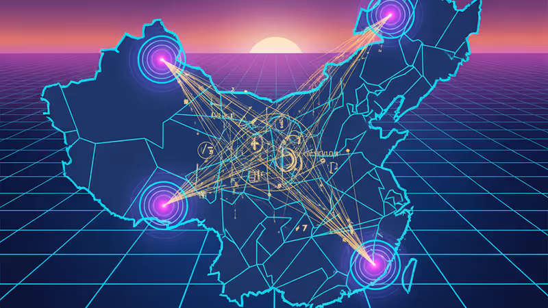 중국 주요 테크 허브의 AI 연결망을 형상화한 디지털 지도