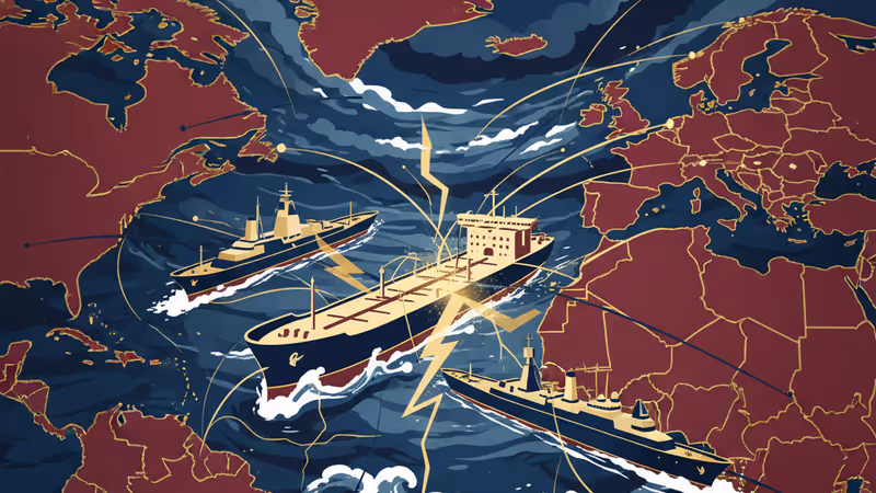 북극권 지도 위로 비행하는 군용기의 실루엣과 그린란드의 모습
