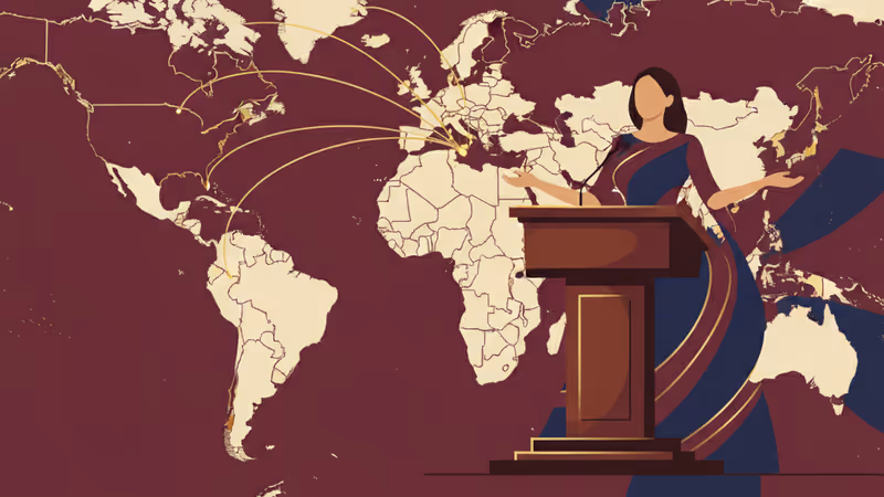 ヘリテージ財団で演説するマリア・コリナ・マチャド氏の様子