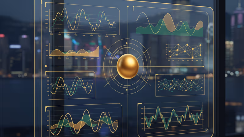 Institutional trading dashboard with Hong Kong skyline