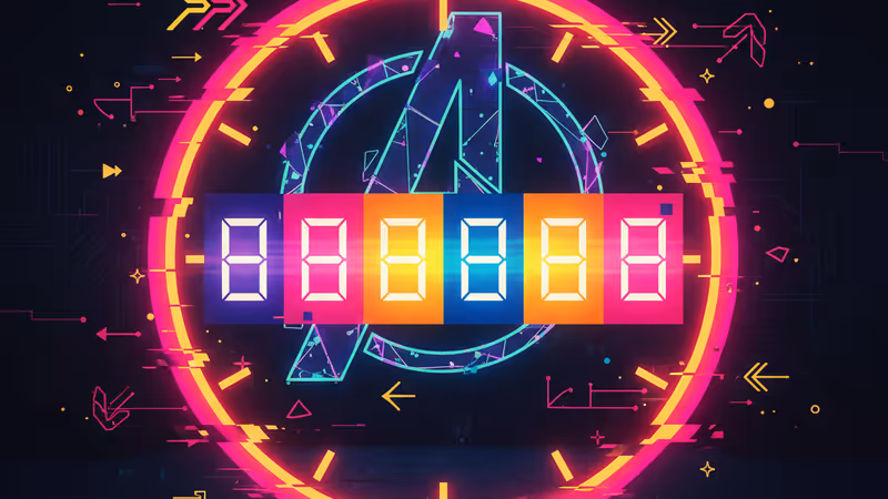 Digital countdown clock with Avengers logo for Doomsday release