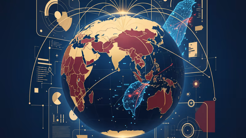 대만 해협 주변에서 진행 중인 군사 훈련을 형상화한 그래픽