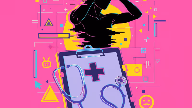 医師の診察室で不安そうな表情を浮かべる患者のイメージ