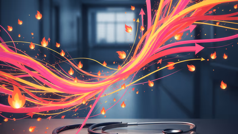 차가운 병원 복도 테이블 위에 놓여 있는 청진기의 모습