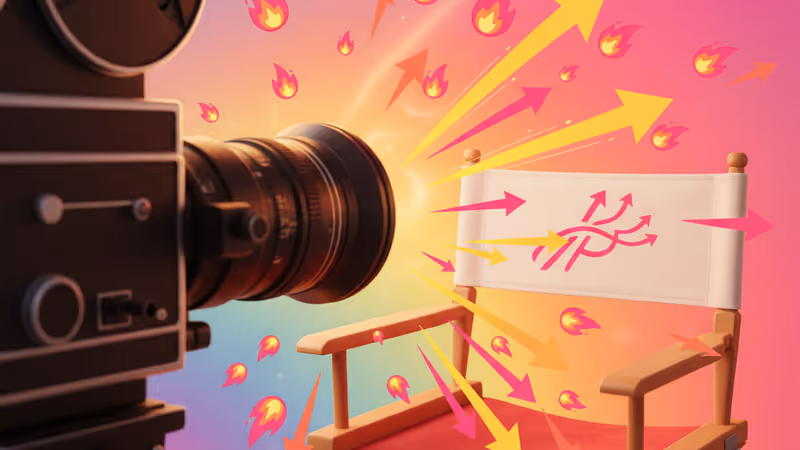 A vintage film camera and a director's chair labeled Mel Brooks