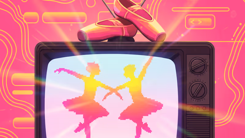 Vintage TV set with ballet shoes on top