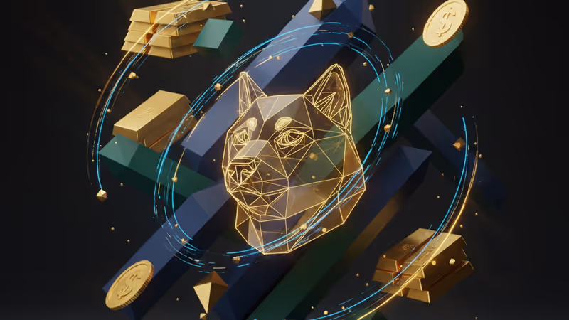 在金融曲線圖上飆升的狗狗幣與柴犬幣數位化形象