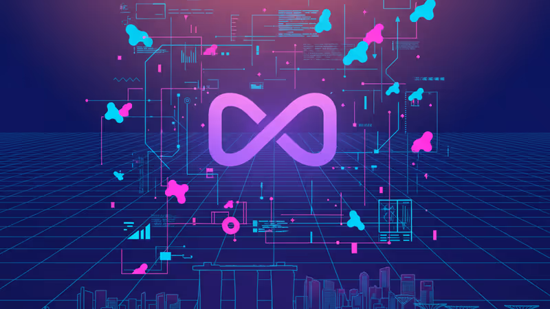 싱가포르와 실리콘밸리의 기술 결합을 상징하는 디지털 네트워크 이미지