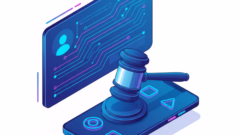 법정의 가판대와 소셜 미디어 아이콘이 표시된 스마트폰