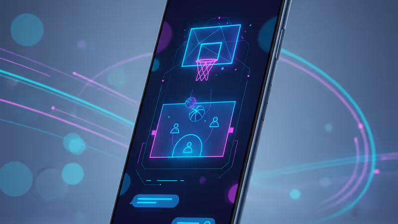 스레드 채팅 인터페이스 내 농구 게임 실행 화면