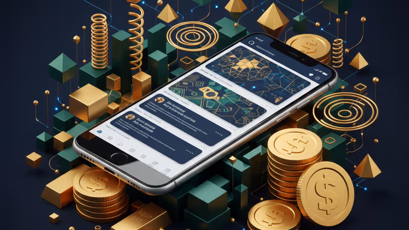 스레드 앱이 구동 중인 스마트폰과 디지털 데이터 그래픽