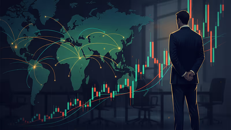 Tesla株価チャートを見つめる投資家のシルエット