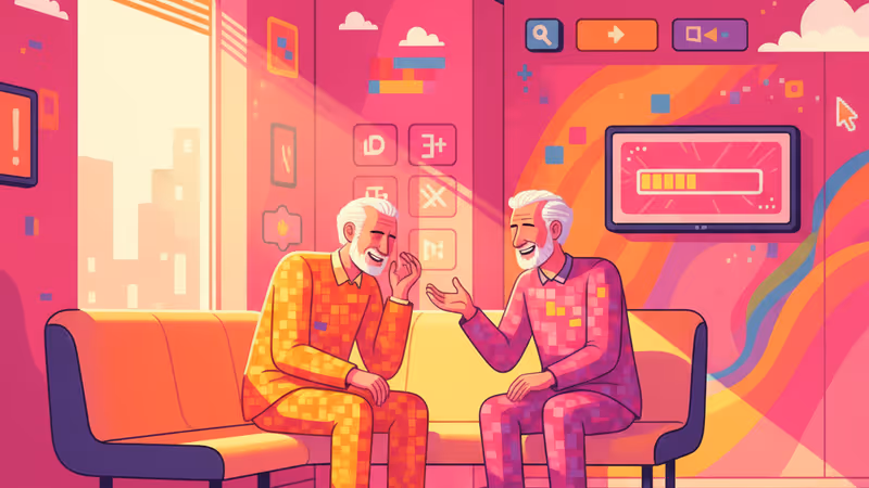 Michael J. Fox and Harrison Ford in a scene from Shrinking