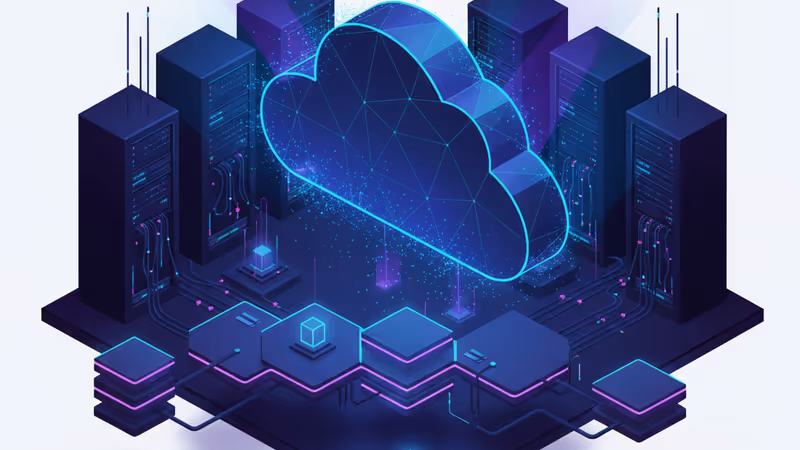 赤い警告灯が点灯するデータセンターのサーバーラック