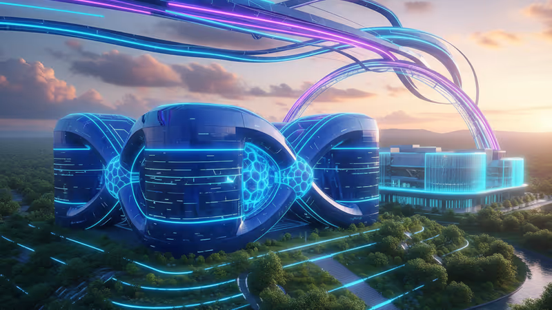 자연과 지역 마을에 조화롭게 배치된 마이크로소프트 데이터 센터 전경