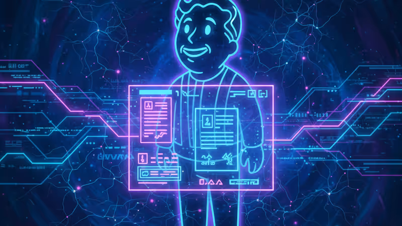 廢土沙漠中鏽跡斑斑的動力裝甲