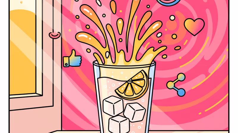 爽やかなレモン入りの炭酸水。健康的な1月の始まりを象徴するイメージ。