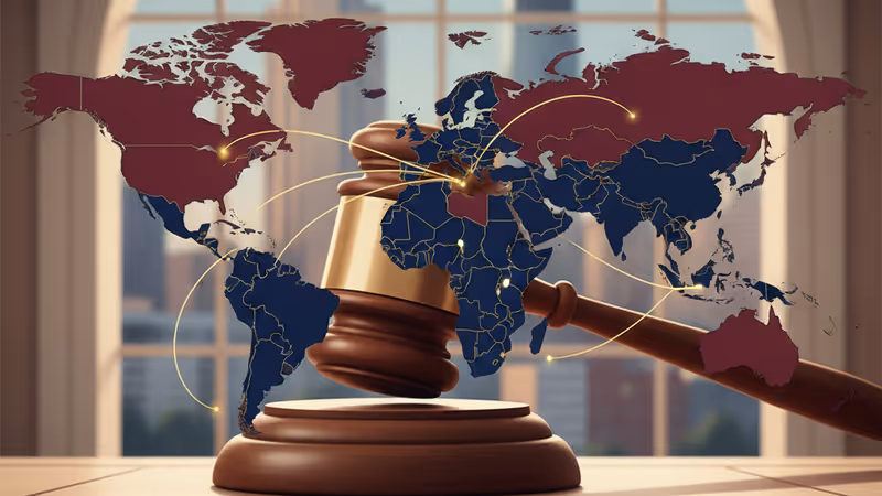 Courtroom gavel with Minneapolis skyline in background