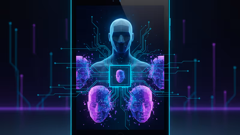 マスクをした捜査官の不鮮明な映像とAIで生成された顔の比較イメージ