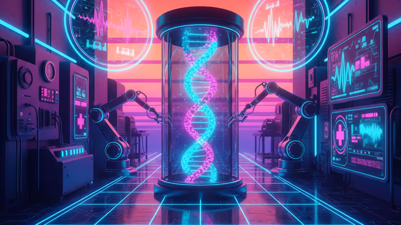 個別化mRNAワクチンとがん治療の未来を象徴する抽象的なイメージ