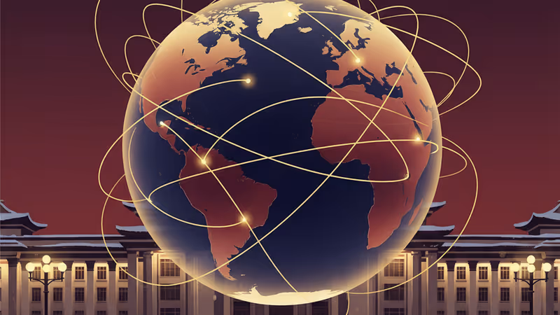 冬のウランバートル、政府議事堂前の広場と近代的なビル群