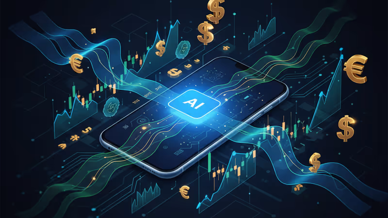 Kimiチャットボットを表示するスマートフォンと北京の夜景