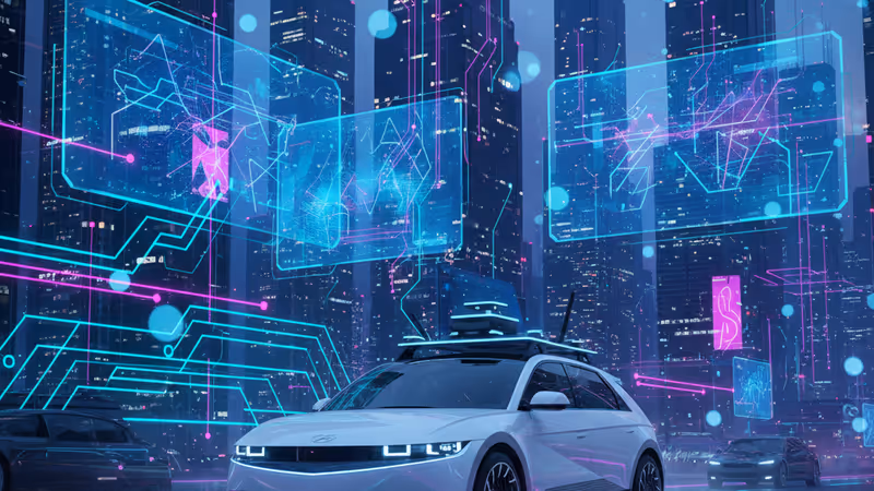 在拉斯維加斯繁忙酒店區行駛的現代自動駕駛車