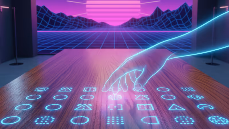 나무 결 사이로 LED 빛이 투과되는 Mui Board 스마트 홈 컨트롤러의 모습