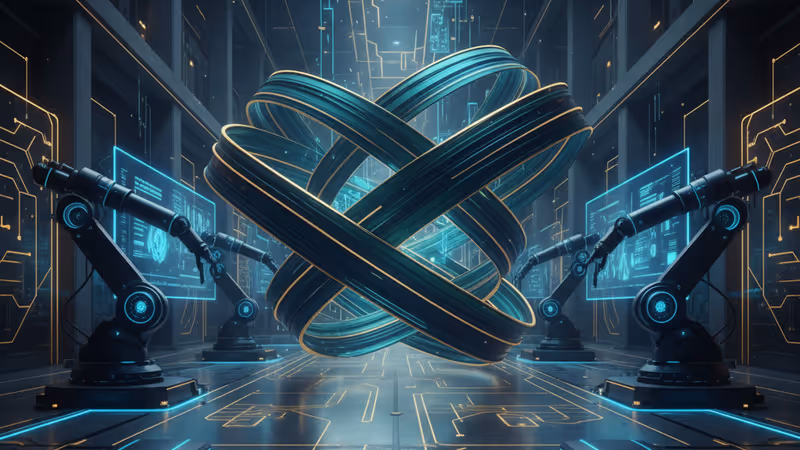 物流倉庫で稼働する最新鋭のロボットアームとAIのイメージ