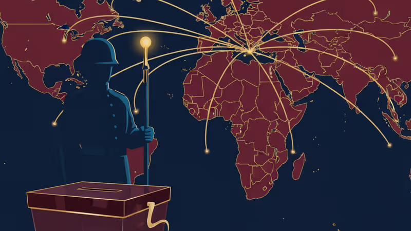 象徵緬甸大選與索馬利蘭外交動向的全球地圖影像