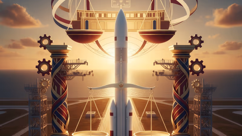 フロリダの発射台に立つ巨大なSLSロケットの夜景