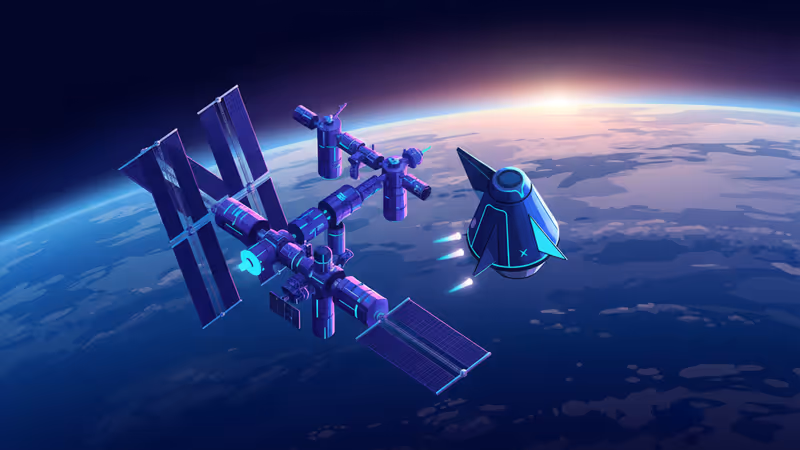 국제우주정거장에서 분리되어 지구로 향하는 드래곤 우주선