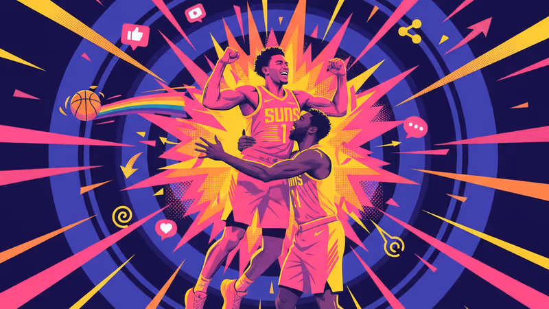 Devin Booker celebrating his winning shot against the Thunder