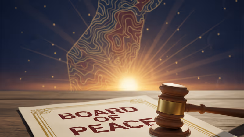 川普與納坦雅胡關於中東和平與加薩重建的會談意象