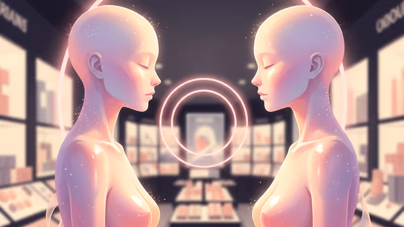 백화점 조명 아래 서 있는 파반느 주연 배우들의 감성적인 모습