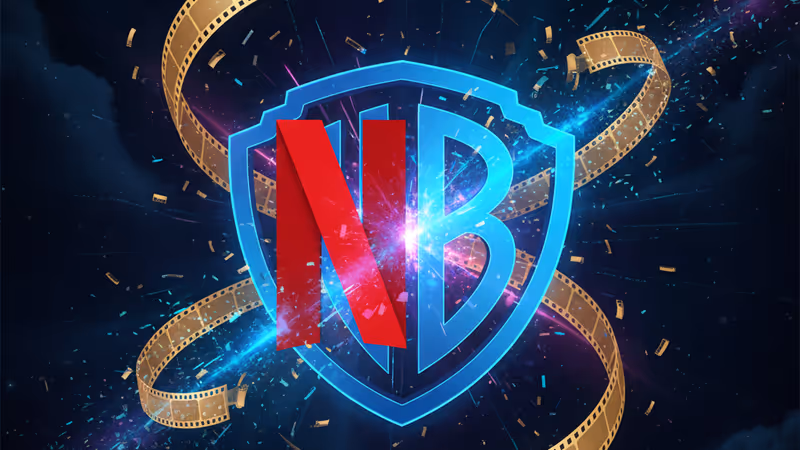 NetflixとWarner Brosのロゴが融合するイメージ図