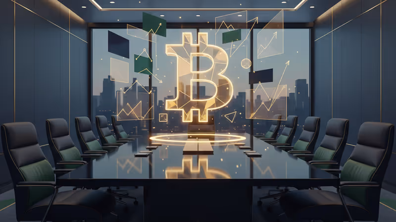 비트코인이 가득 찬 디지털 금고와 주식 시장 그래프