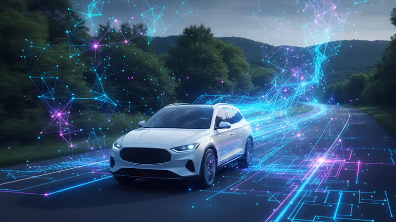 뉴욕주 외곽 도로를 주행 중인 자율주행 SUV 차량