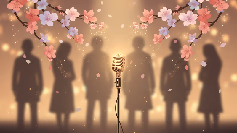 破碎的唱片與聚光燈照射下空蕩的舞台