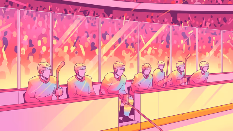 氷上で激しく競り合うパンサーズとライトニングの選手たち