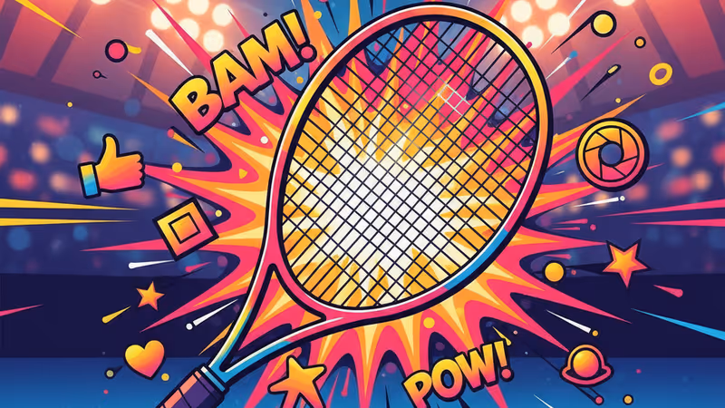 A tennis racket resting on a Melbourne Park court