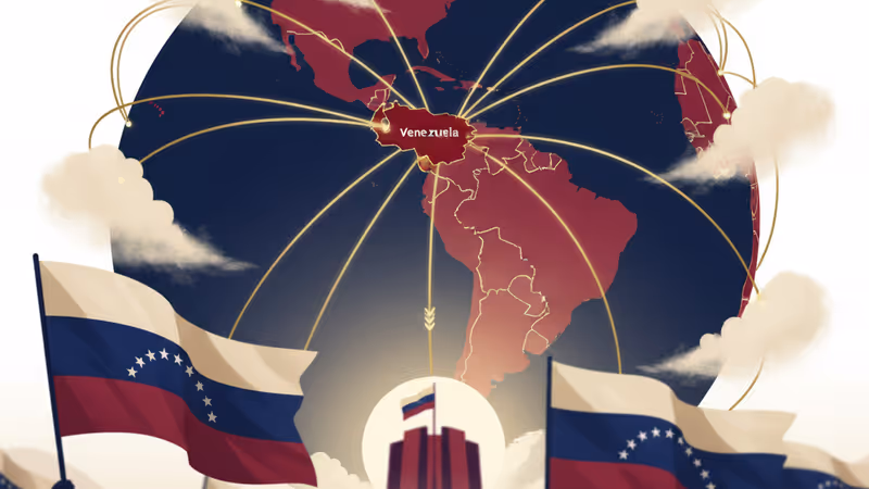 フロリダの街頭でベネズエラ国旗を振る人々