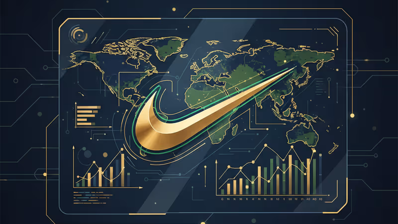 ナイキのロゴが背景に映る、戦略会議中の役員室の様子