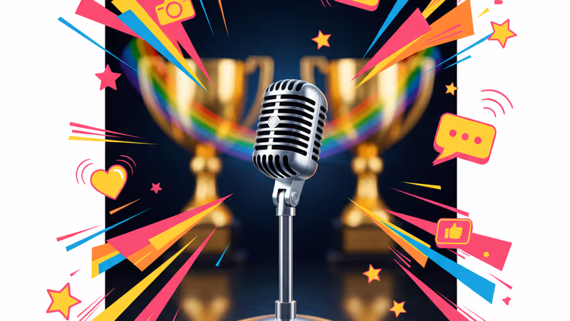 골든글로브 시상식 무대 위 마이크와 화려한 조명