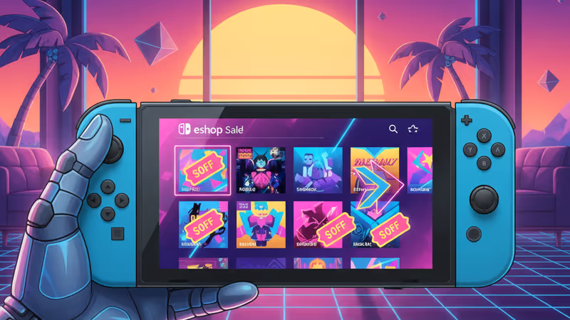 Nintendo Switch eShop interface showing holiday sales