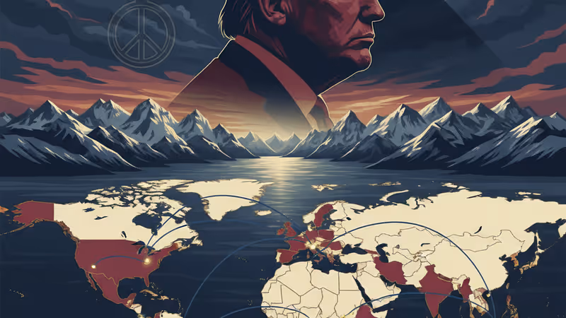 グリーンランドの氷河と、雪に埋もれたメダルの象徴的なイメージ